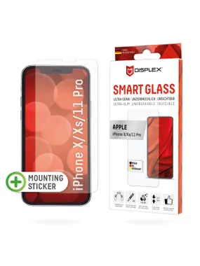 Displex Smart Glass (9H) priekš Apple iPhone X/XS/11 Pro, montāžas uzlīme, neplīstošs, īpaši plāns, neredzams