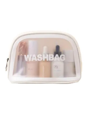 Washbag foldable cosmetic bag, white