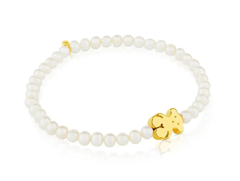 Pearl bracelet with gold bear 815911150