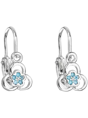 Silver children's earrings with zircon Lt. Blue 11171.3