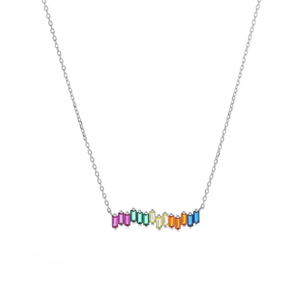 Beautiful silver necklace with colored zircons AJNA0010