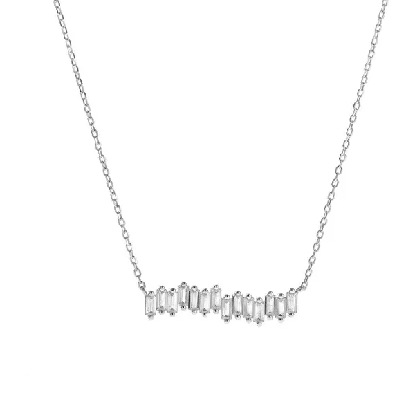 Beautiful silver necklace with clear zircons AJNA0012