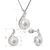 Silver jewelry set with zircons and real pearls 29050.1B (earrings, chain, pendant)