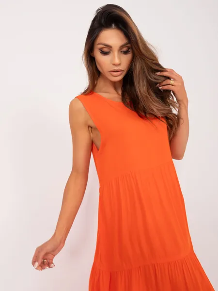 Women's orange dress with ruffles