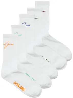 5 PACK - men's socks JACLUKAS 12259024 White