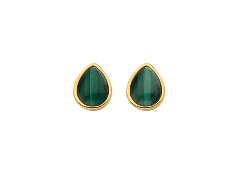 Jac Jossa Soul DE754 Diamond Malachite Gold Plated Earrings