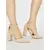 Suede beige pumps with a block heel