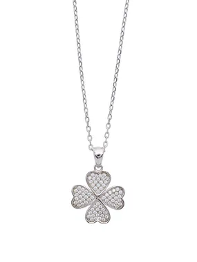 Silver Necklace for Good Luck Four Leaf Karma 61282 (chain, pendant)