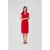 S359 Pencil dress with double neckline - red