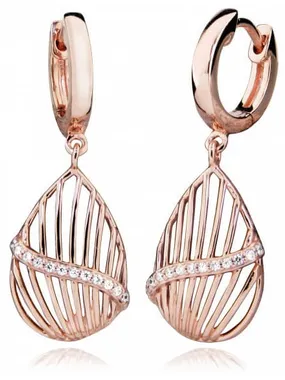 Stylish pink gold-plated earrings with zircons SC427