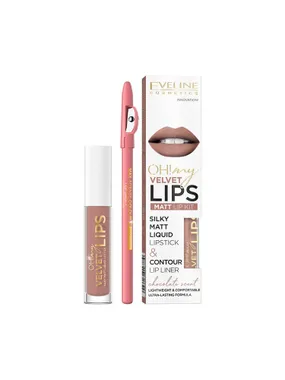 oh! My Velvet Lips Liquid Matt Lip Kit Set Matte Liquid Lipstick 4.5ml + Lip Liner 1pc 11 Cookie Milkshake