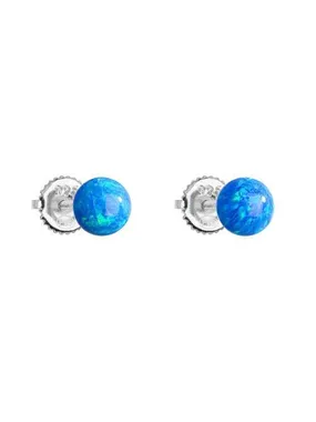 Silver earrings with blue synthetic opals 11246.3 blue