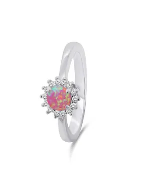 Beautiful silver ring with opal and zircons RI056WP
