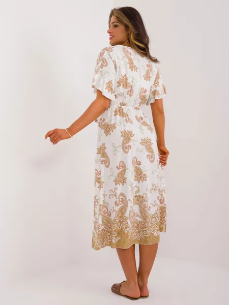 Women's camel dress with a print