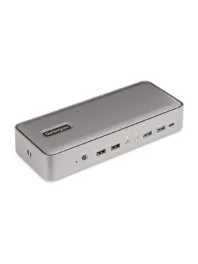 StarTech.com divu klēpjdatoru USB-C KVM dokstacija, divu monitoru 4K 60 Hz DisplayPort doks, 5 portu USB centrmezgls, GbE, 90 W/45 W barošanas piegāde diviem klēpjdatoriem, Windows/Mac, 2 host KVM dokstacija