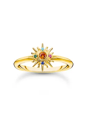 Thomas Sabo TR2458-488-7-54 VGold-plated ring w. sun and colourful stones