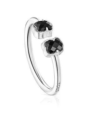 Open silver ring with onyx 1001943413