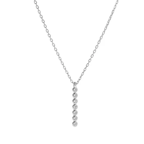 Elegant silver necklace with zircons AJNA0008 (chain, pendant)