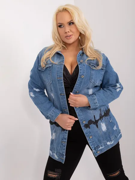 Women's blue plus size jacket