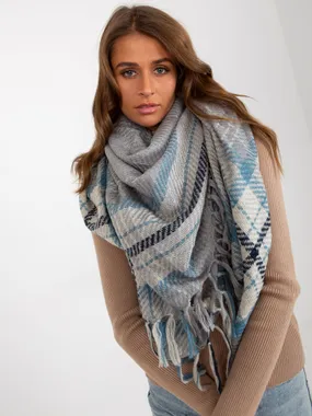 Gray women's scarf with a check pattern.