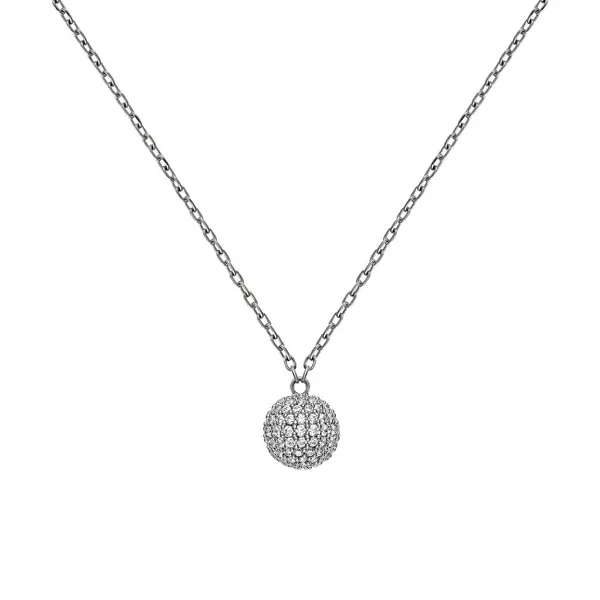 Stylish steel necklace with glittering ball Pavé DW00400655