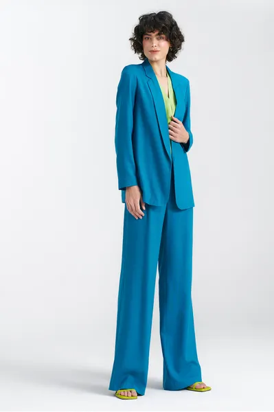 Linen jacket, longer - blue - Z55