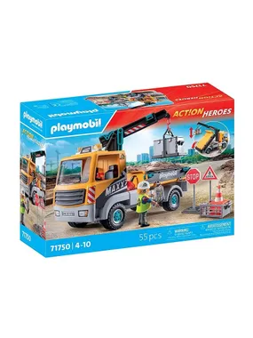 Zestaw z figurkami Action Heroes 71750 Ciężarówka budowlana z dźwigiem