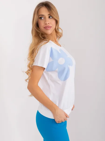 Women's white and blue Blouse with print
