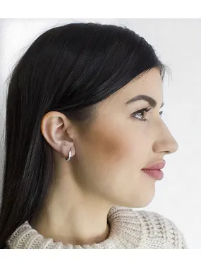 Original silver earrings rings with zircons AGUC2375L