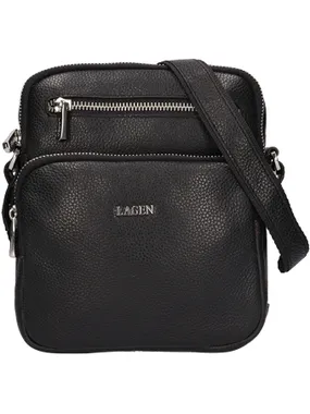 Men's leather crossbody bag 6048 BLK