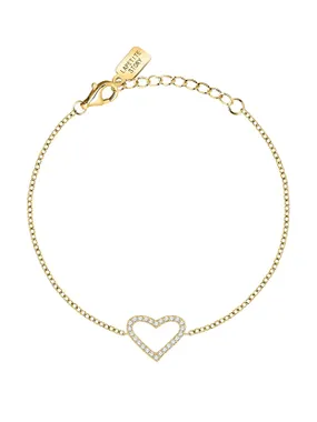 Decent gold-plated heart bracelet with zircons Silver LPS05AWV26