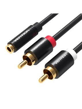 Cable Audio 3.5mm Female to 2x RCA Male Vention VAB-R01-B100 1m Black