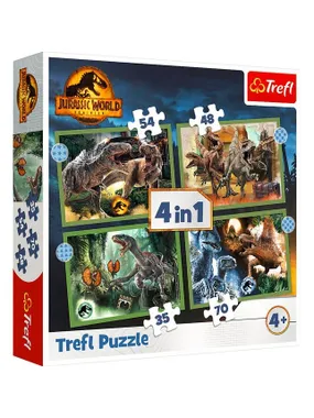 Puzzle 4w1 Groźne dinozaury Jurassic World