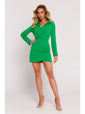 M783 Mini dress with a neckline and collar - juicy green