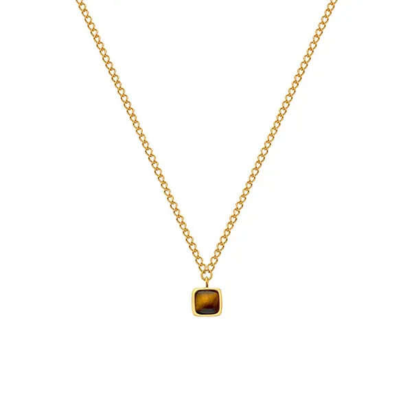 Fine Gold Plated Tiger Eye Diamond Necklace DN199 Gemstones