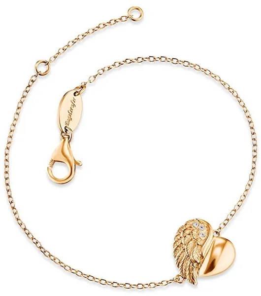 Gold plated silver bracelet with angel wings and zircons ERB-LILHW-G