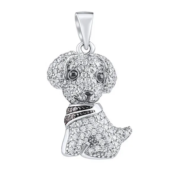 Dasty dog ​​silver pendant with clear Brilliance Zirconia MW13766P