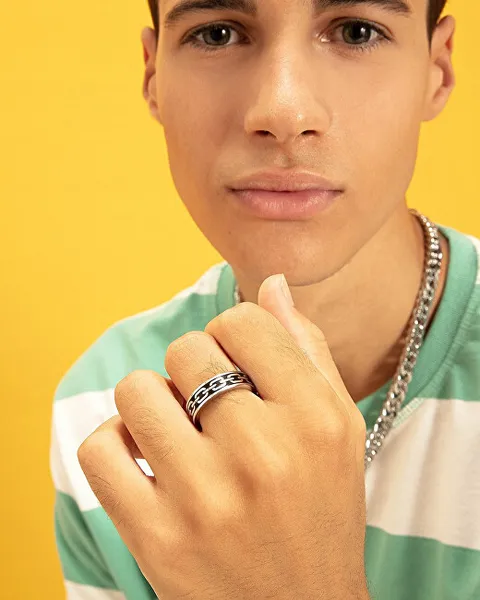 Massive steel ring for men Ripple SRP37