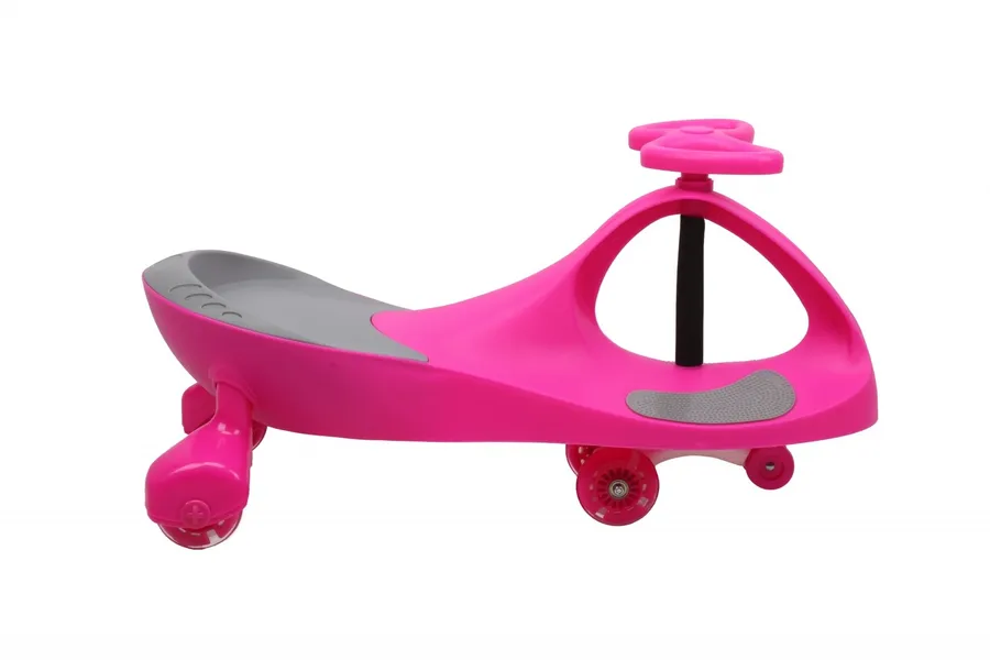 Ride-on Swing Car - model 8097 Rubber wheels LED pink-grey
