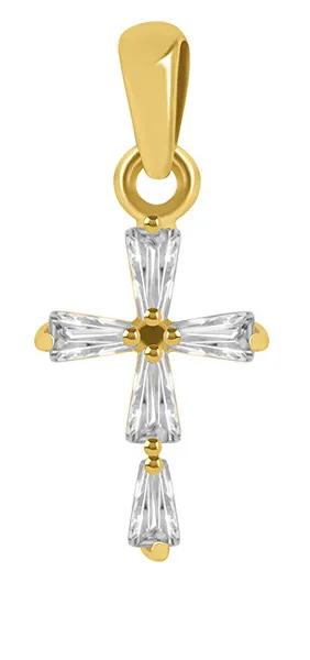 Gold pendant Cross with zircons 14/664.741ZIR