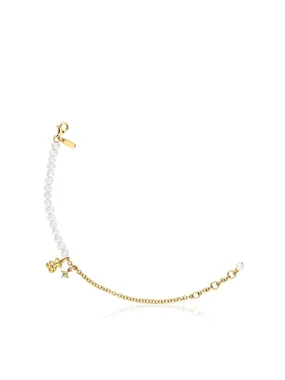 Charming Gold Plated Bracelet with Pearls and Peridot Bold Bear 1004024900