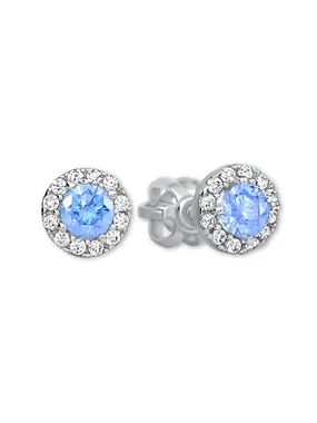 Gold round earrings with light blue crystal 239 001 00806 07