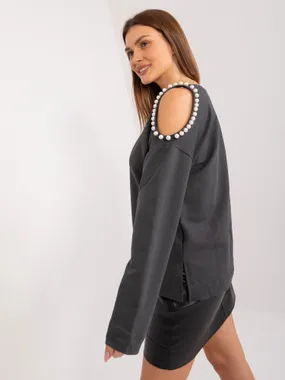 Women's graphite long-sleeves blouse