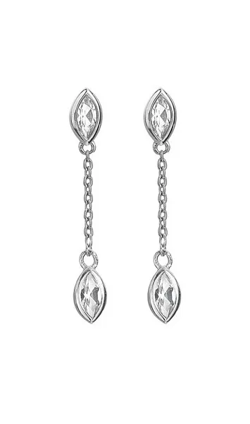 Elegant silver dangle earrings with diamonds Tender DE751