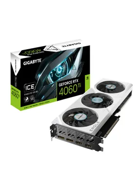 GIGABYTE GeForce RTX 4060 Ti EAGLE OC ICE 8G grafikas karte — 8 GB GDDR6, 128 bit, PCI-E 4.0, 2550 MHz kodola pulkstenis, 2 x DisplayPort 1.4a, 2 x HDMI 2.1a, NVIDIATEAGVGDN 3,688