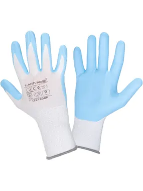 Nitrogen gloves. white and blue l221606p, card, "6", ce, lahti