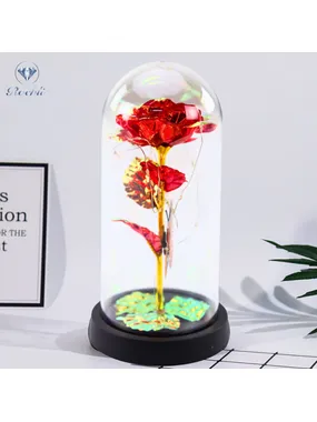 Eternal rose in SKI Crystal LED lighting red butterfly 21x11cm