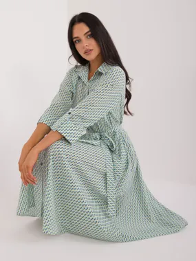 Women's white and green shirt dress