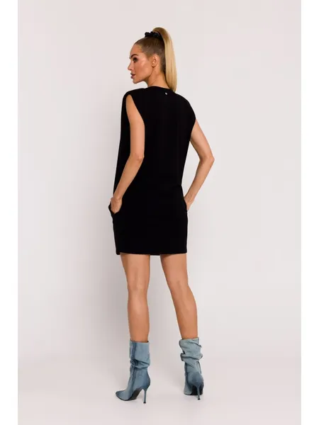 M789 Mini dress with shoulder pads - black