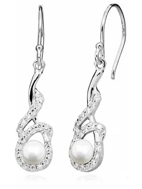 Gentle earrings with pearls and zircons SC414